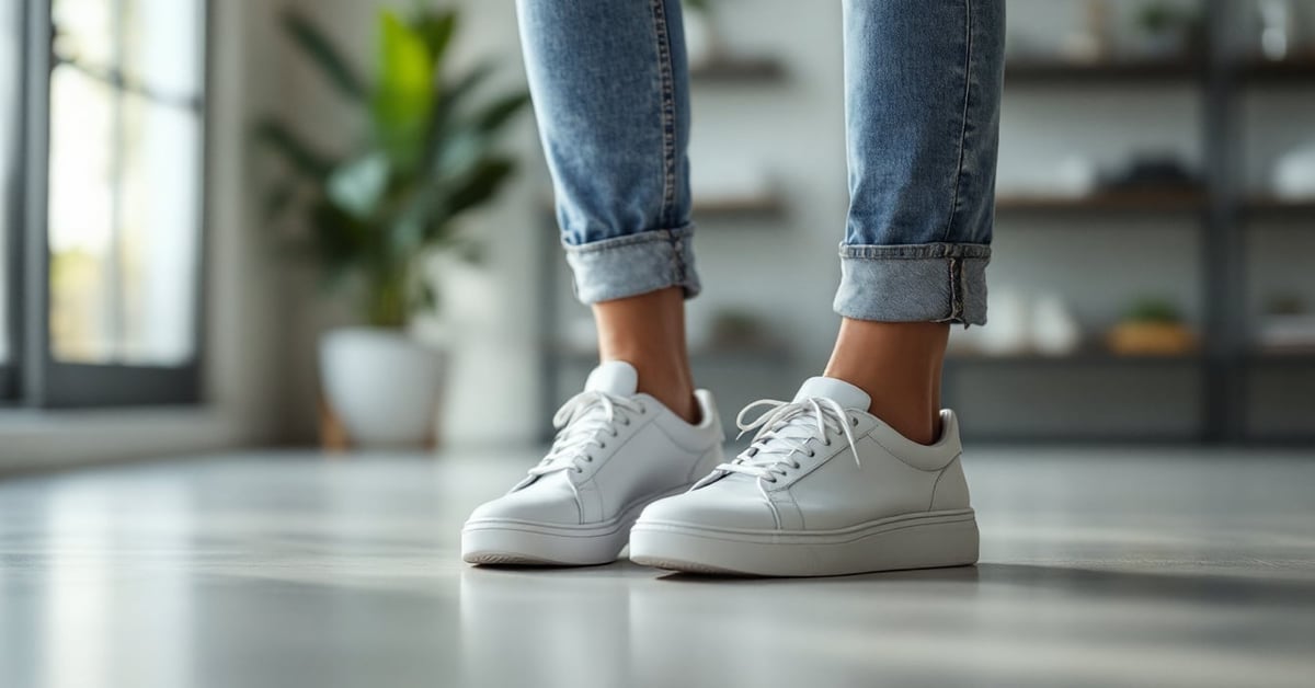 Chaussures femme élégantes photographiées en lumière naturelle sur fond épuré moderne