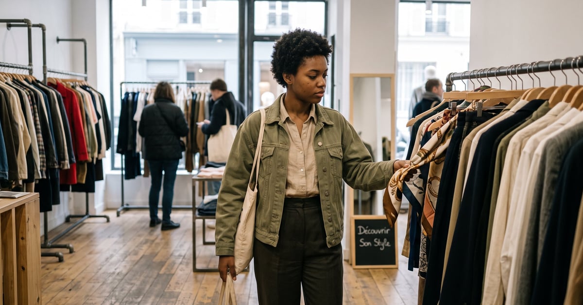 Femme devant son dressing organisé cherchant comment trouver son style vestimentaire