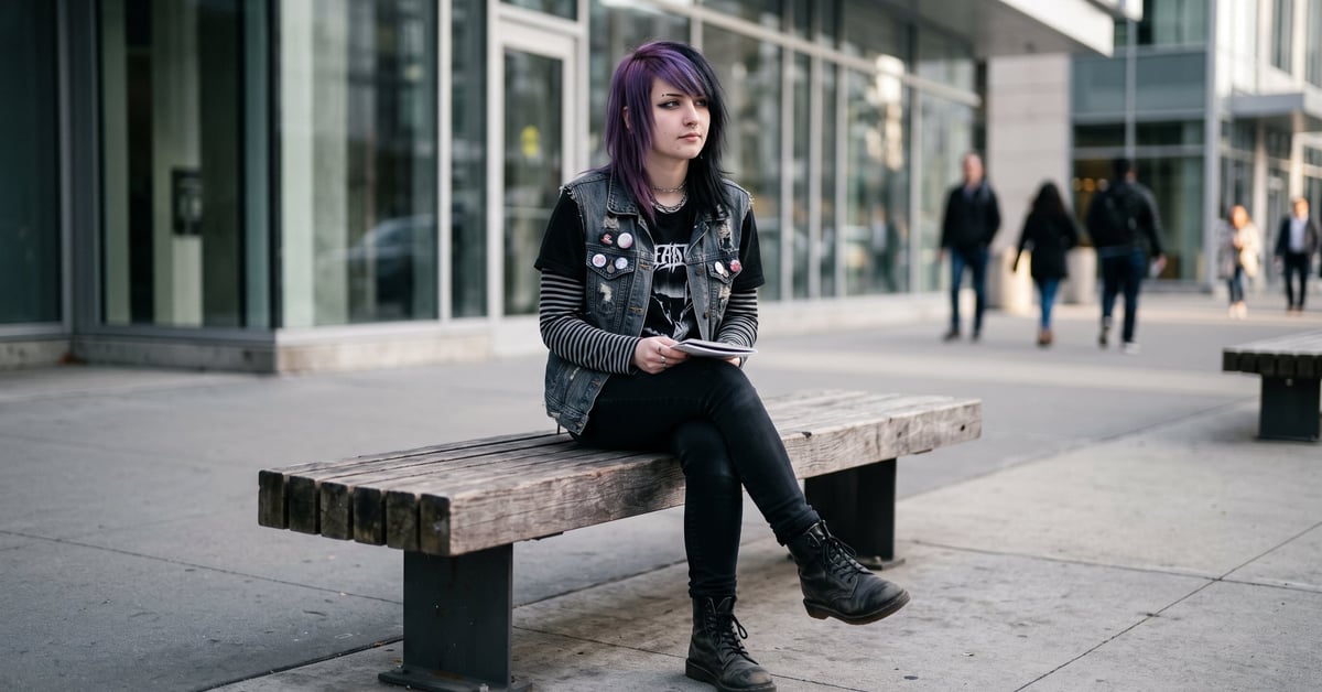 Style emo : tenue sombre avec vêtements noirs, maquillage intense et accessoires expressifs